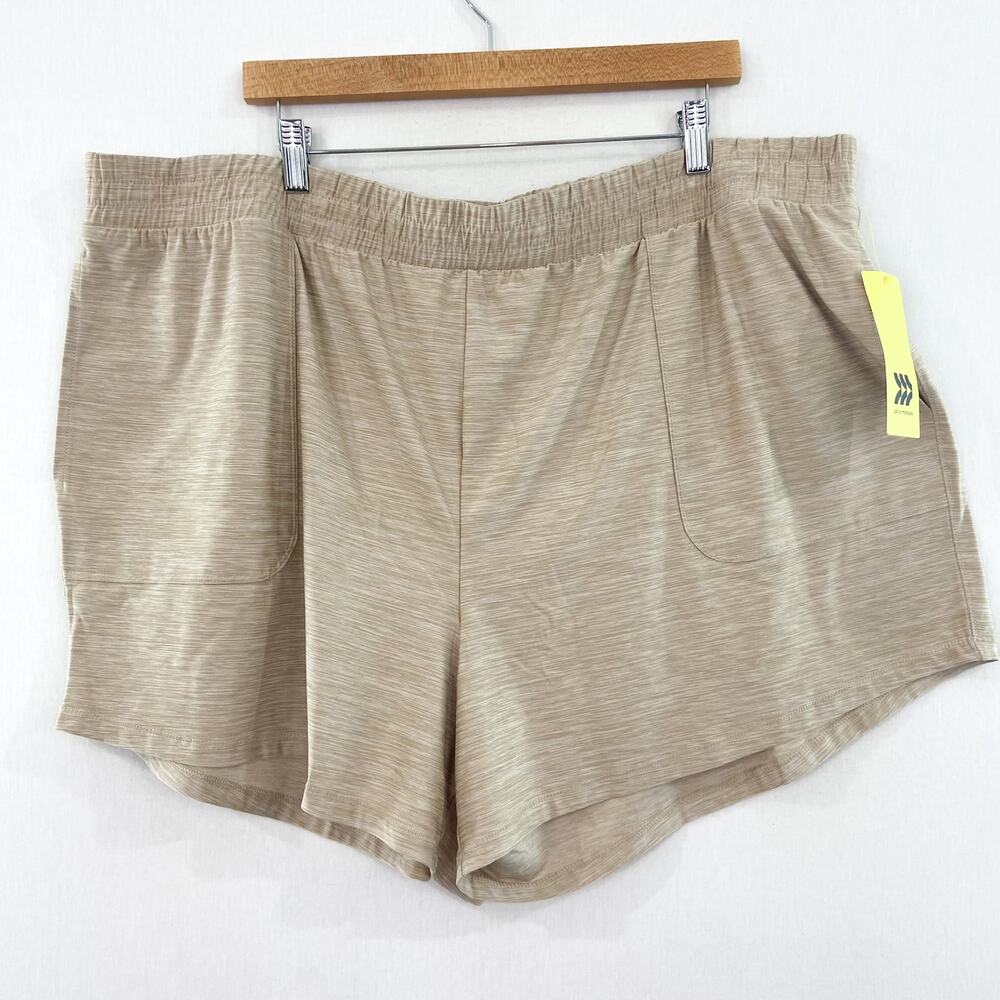 NEW All In Motion Women's Casual Pull On Shorts 2X Beige Knit